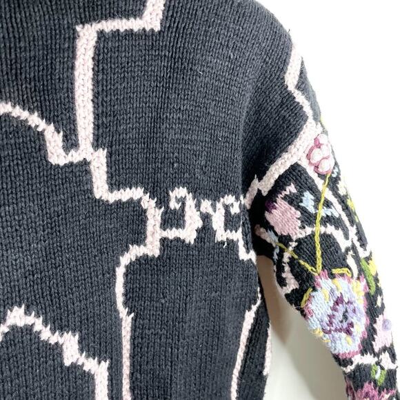 Vintage Cullinane Hand Knit Floral Heavy Sweater Small - Picture 11 of 12